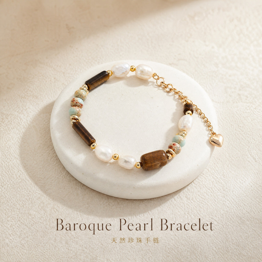 Natural Pearl & Tiger's Eye Bracelet