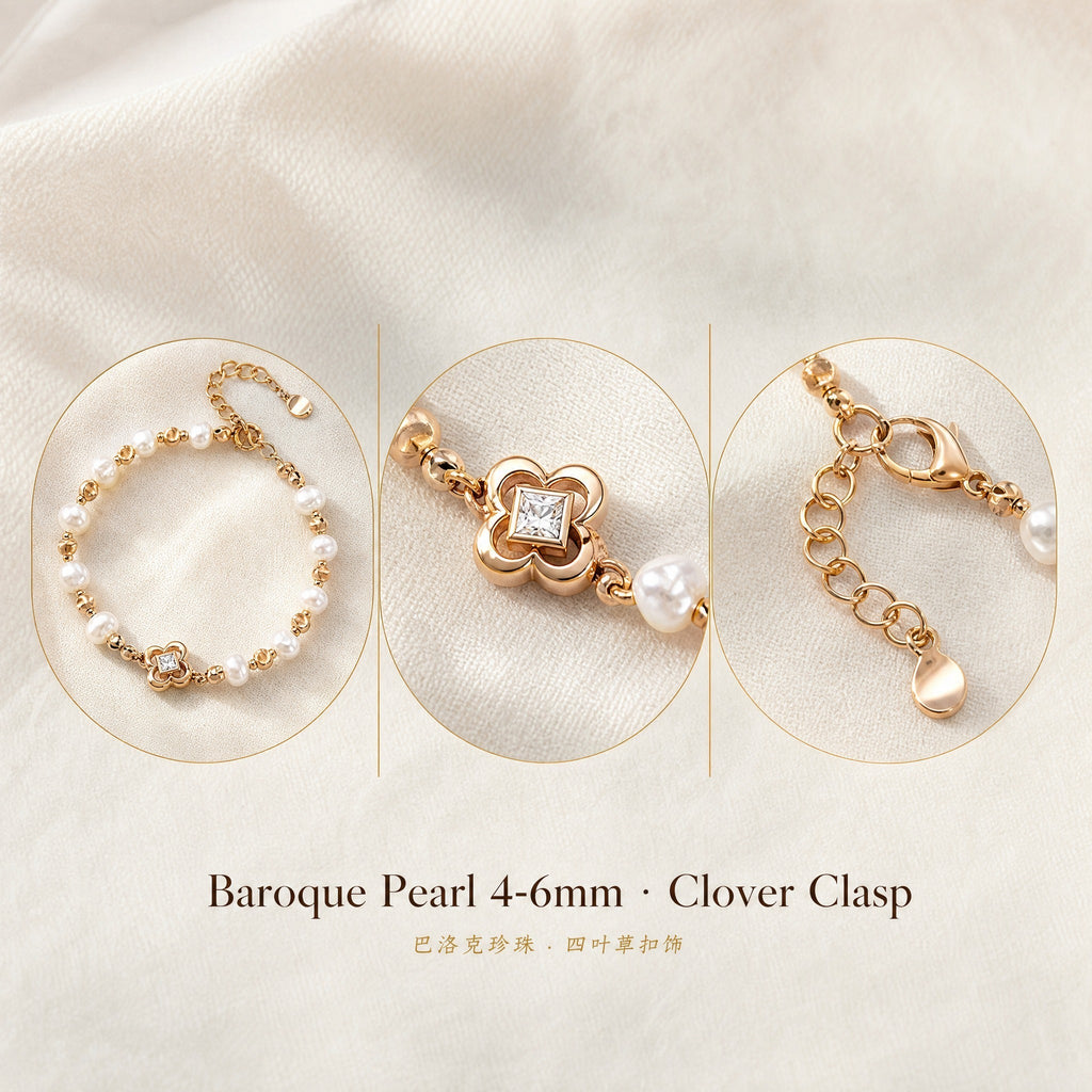 Lucky Clover Pearl Bracelet