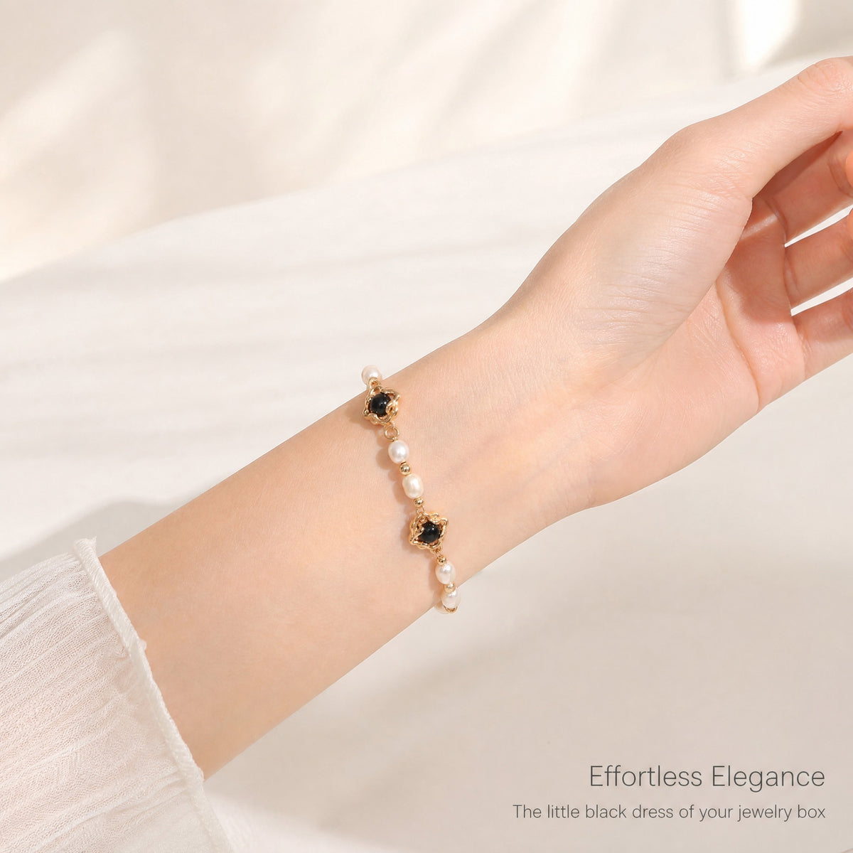 Natural Pearl & Black Agate Bracelet